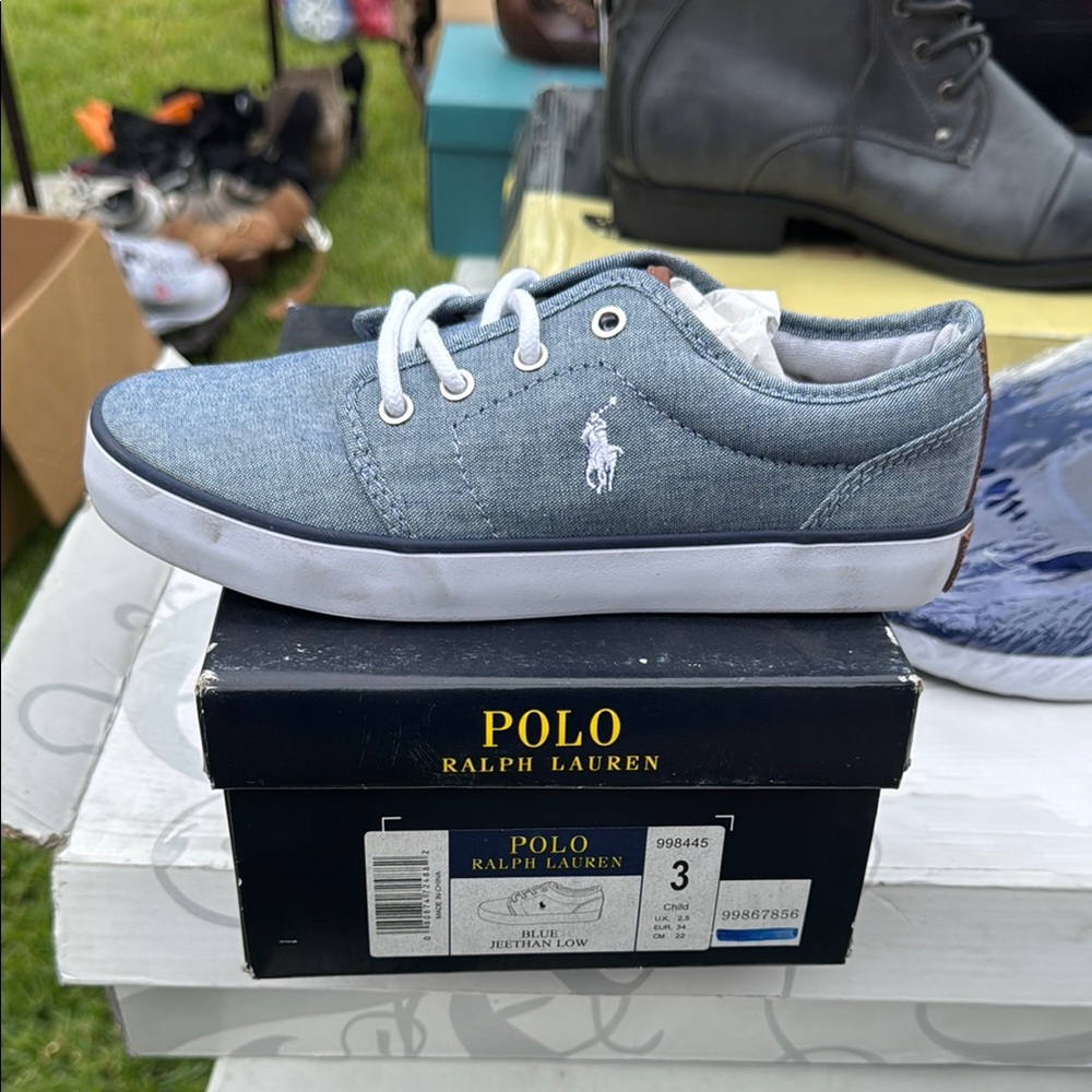 Polo Ralph Lauren Kids Sneakers in Blue and White